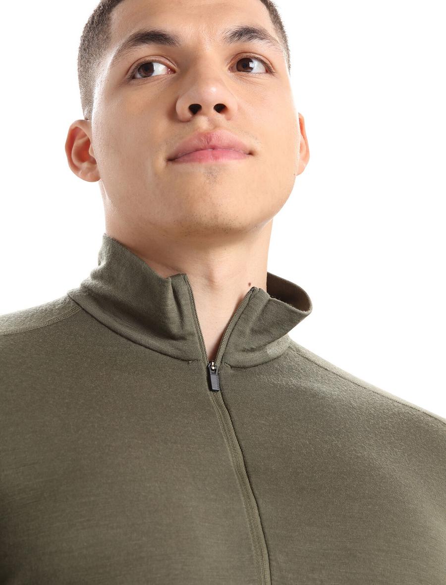 Men's Icebreaker Merino 200 Oasis Long Sleeve Half Zip Thermal Top Base Layers Loden | CA 1589DFMN